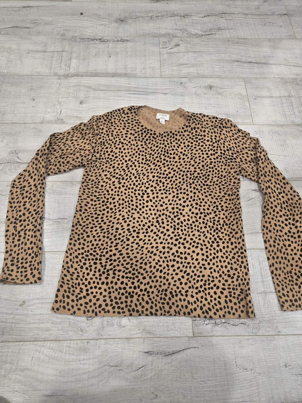 J. Crew Leopard-Print Crewneck Top in Tan and Black